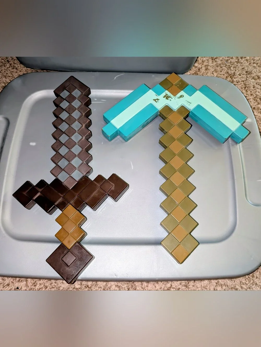 Minecraft Netherite Sword and Diamond Pickaxe Toys